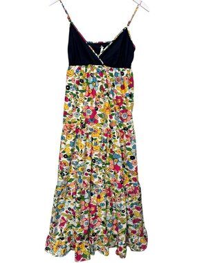 SD II Floral Maxi Sundress S/M Black Boho Tiered Festival Long Dress